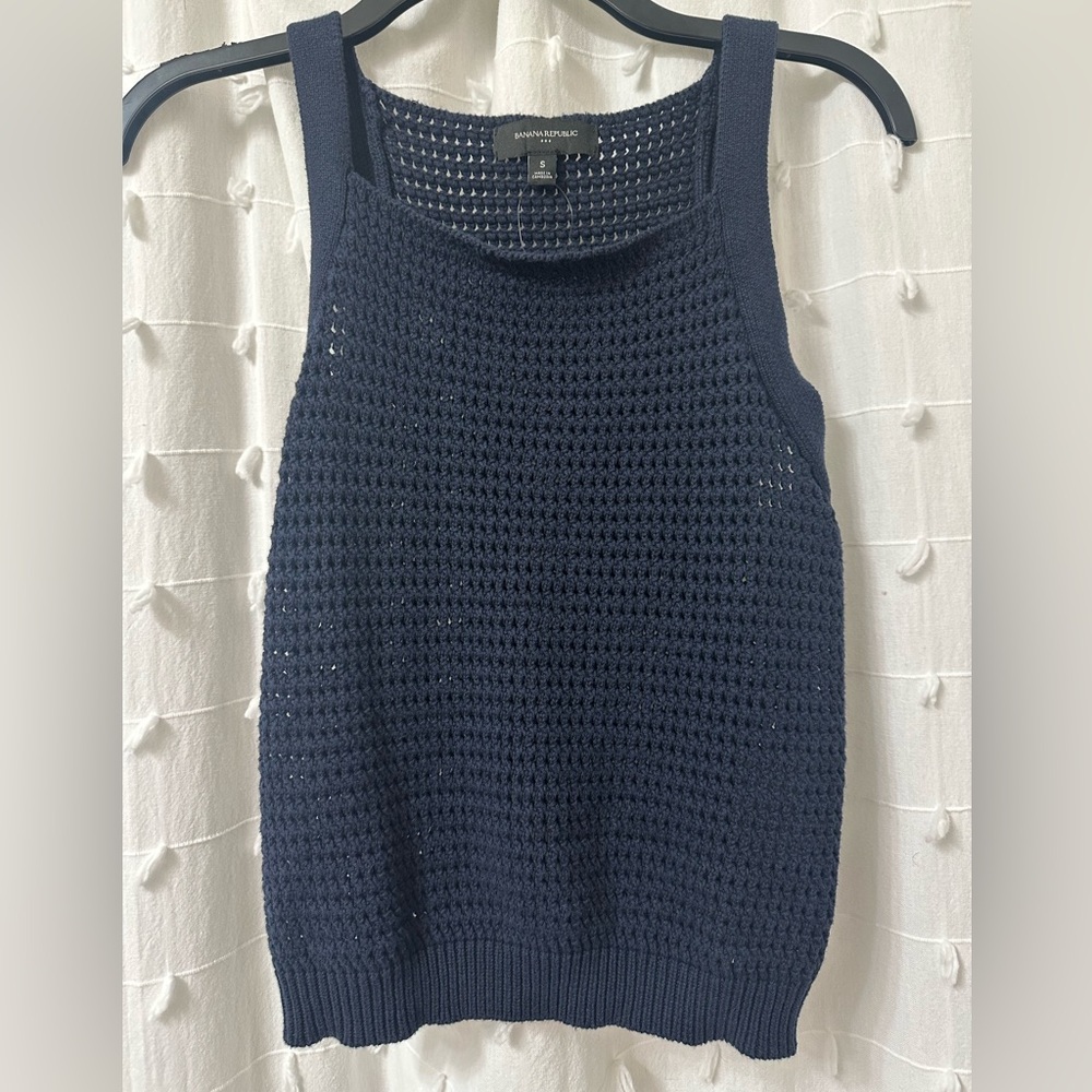 Banana Republic Navy Crochet Tank Top